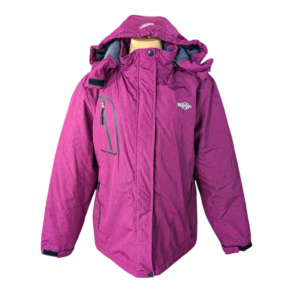 Wantdo Women's L Waterproof  Jacket Hooded Fleece Lined Winter Snow Coat Purple